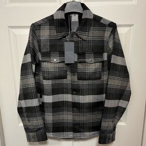 VRST Men's Snap Front Plaid Shirt Jacket Wool Blend - Black & Gray | Size SM